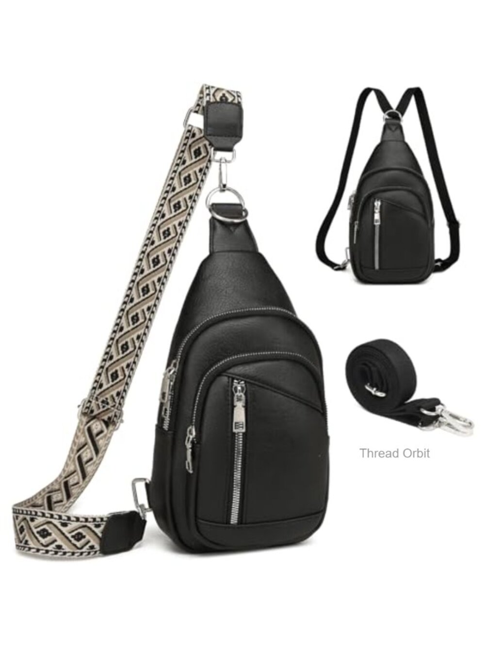 Faux Leather Crossbody Sling Bag Mini Backpack Purse 2-in-1 Detachable Strap